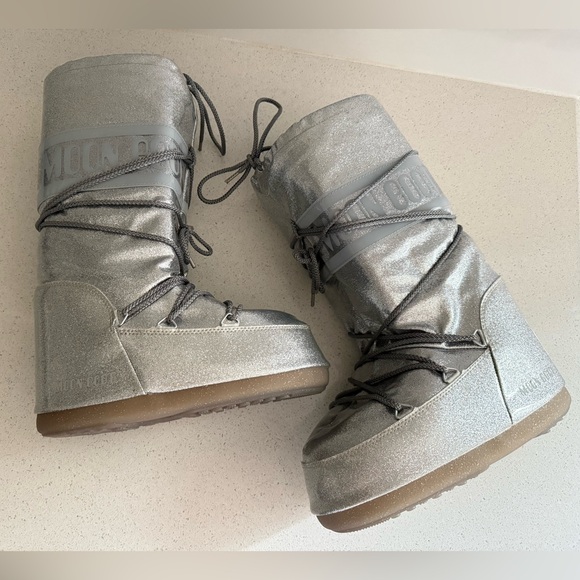 Moon Boot ICON SILVER GLITTER BOOTS 39/41 - Picture 5 of 7